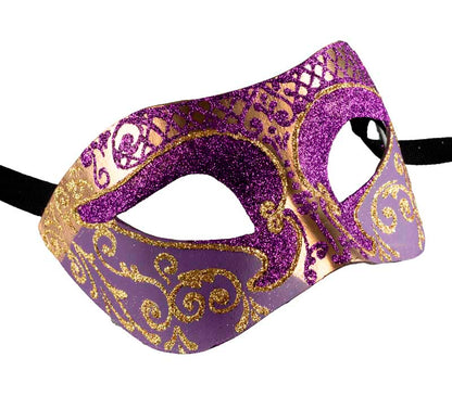 Masque Colombine Violet Doré – Artisanat Authentique de Venise