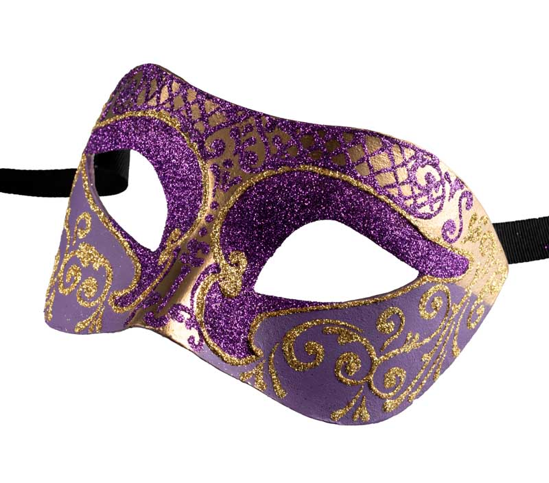 Masque Colombine Violet Doré – Artisanat Authentique de Venise