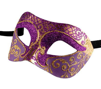 Masque Colombine Violet Doré – Artisanat Authentique de Venise