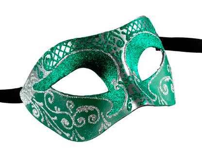 Masque Colombine Vert et Argenté – Artisanat Authentique de Venise
