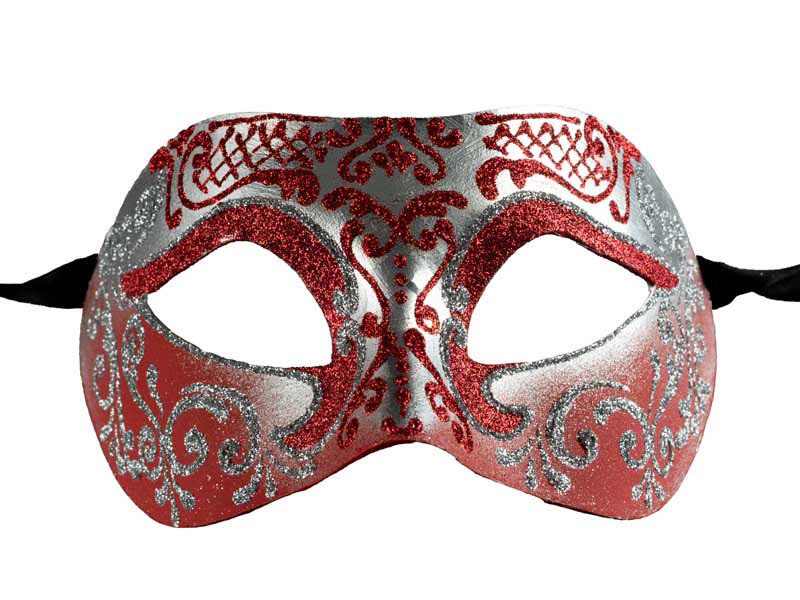 Masque Colombine Rouge et Argenté – Artisanat Authentique de Venise
