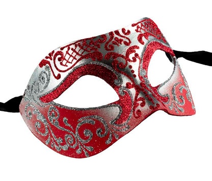 Masque Colombine Rouge et Argenté – Artisanat Authentique de Venise