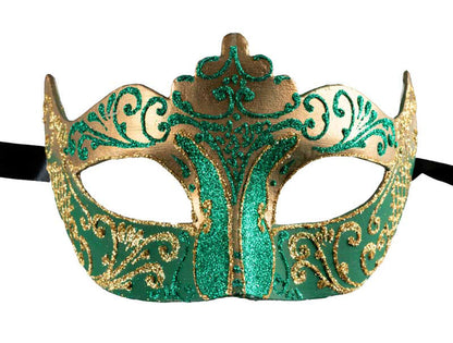 Masque Colombine à Pointe Vert Doré – Artisanat Authentique de Venise