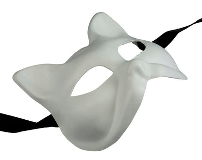 Masque Chat Blanc à Peindre Vénitien pour Petit Visage – Artisanat Authentique de Venise