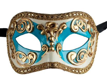 Masque Colombine Occhi Bleu et Doré – Artisanat Authentique de Venise
