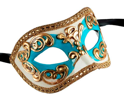Masque Colombine Occhi Bleu et Doré – Artisanat Authentique de Venise