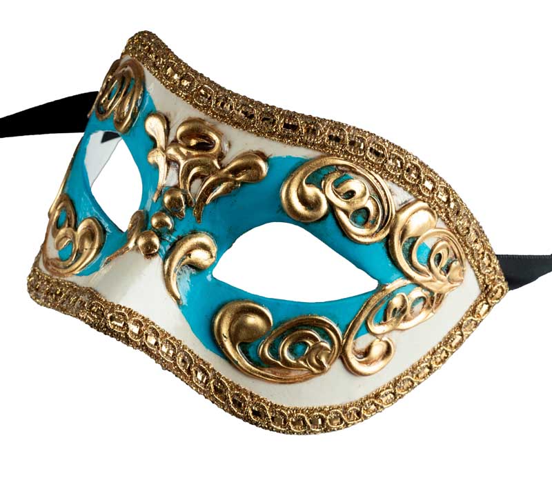 Masque Colombine Occhi Bleu et Doré – Artisanat Authentique de Venise