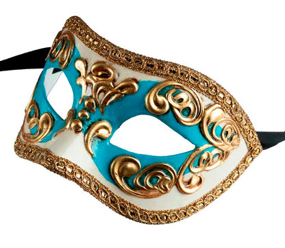 Masque Colombine Occhi Bleu et Doré – Artisanat Authentique de Venise