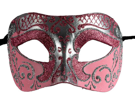 Masque Colombine Rose Argenté – Artisanat Authentique de Venise
