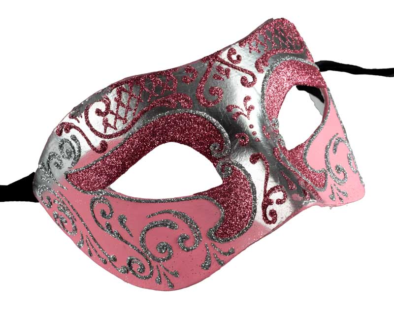Masque Colombine Rose Argenté – Artisanat Authentique de Venise