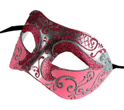 Masque Colombine Rose Argenté – Artisanat Authentique de Venise