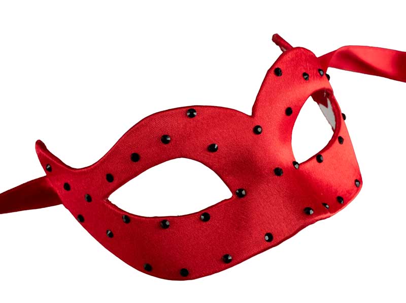 Masque de Venise Colombine Rouge Strass – Artisanat Authentique de Venise