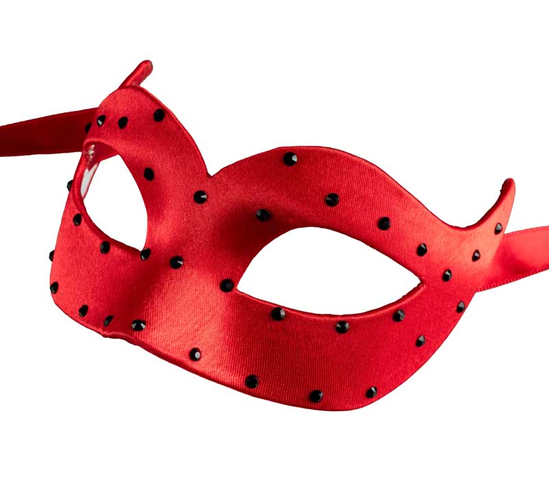 Masque de Venise Colombine Rouge Strass – Artisanat Authentique de Venise