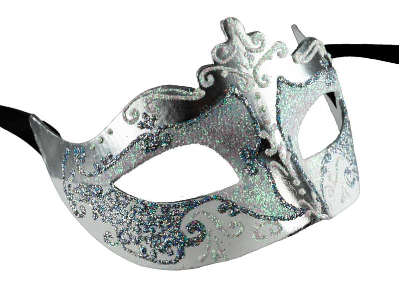 Masque Colombine Argenté – Artisanat Authentique de Venise