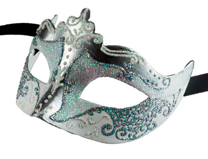 Masque Colombine Argenté – Artisanat Authentique de Venise