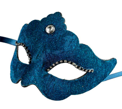 Masque Colombine Bleu Anna – Artisanat Authentique de Venise
