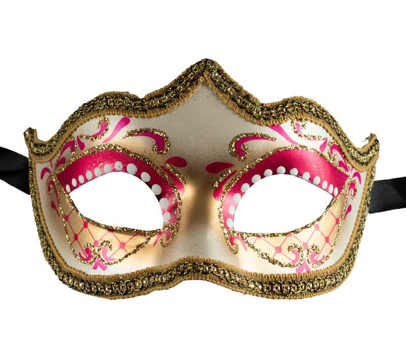 Masque Colombine Rose et Doré à Pointe de Venise – Artisanat Authentique