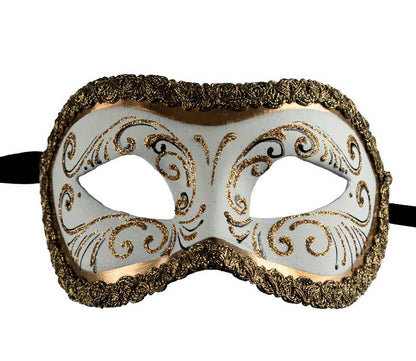 Masque Colombine Blanc et Doré Era – Artisanat Authentique de Venise