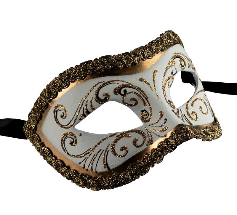 Masque Colombine Blanc et Doré Era – Artisanat Authentique de Venise