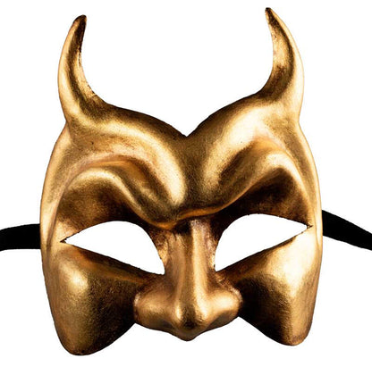 Masque Diable de Venise Doré en Papier Mâché – Artisanat Authentique de Venise