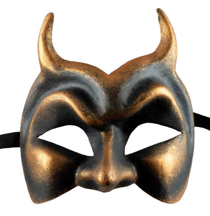 Masque Diable de Venise Bronze en Papier Mâché – Artisanat Authentique de Venise
