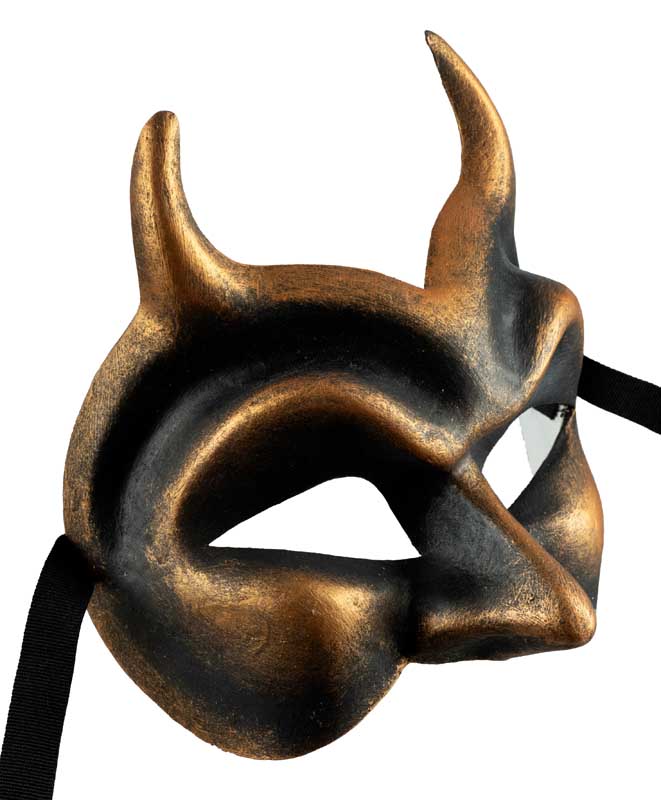 Masque Diable de Venise Bronze en Papier Mâché – Artisanat Authentique de Venise
