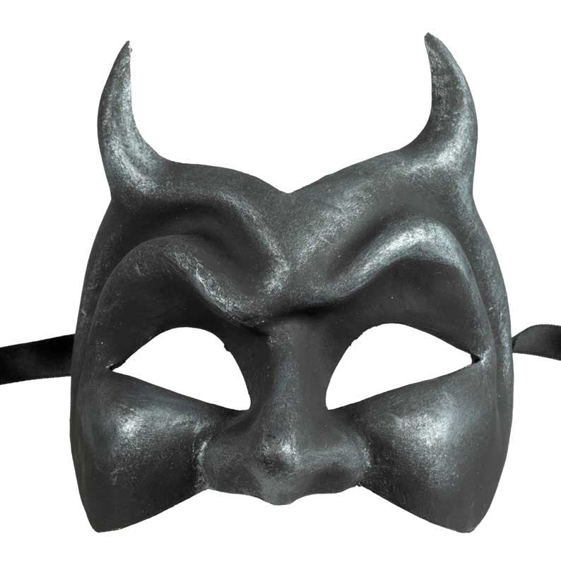 Masque Diable de Venise Noir en Papier Mâché – Artisanat Authentique de Venise