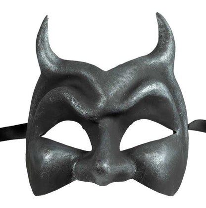 Masque Diable de Venise Noir en Papier Mâché – Artisanat Authentique de Venise