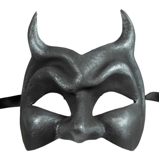Masque Diable de Venise Noir en Papier Mâché – Artisanat Authentique de Venise