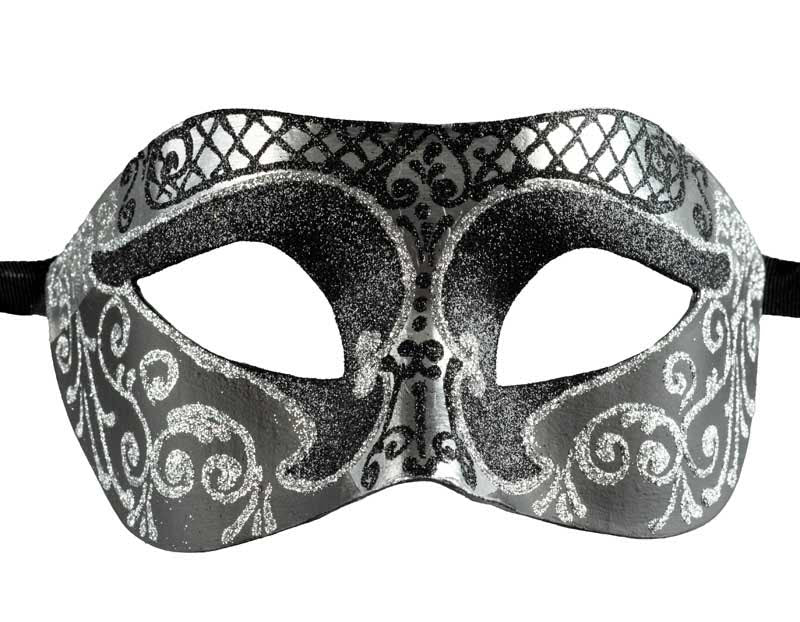 Masque Colombine Noir et Argenté – Artisanat Authentique de Venise