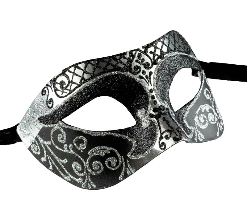 Masque Colombine Noir et Argenté – Artisanat Authentique de Venise