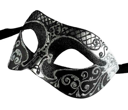 Masque Colombine Noir et Argenté – Artisanat Authentique de Venise