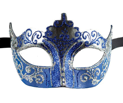 Masque Colombine Bleu Argenté – Artisanat Authentique de Venise
