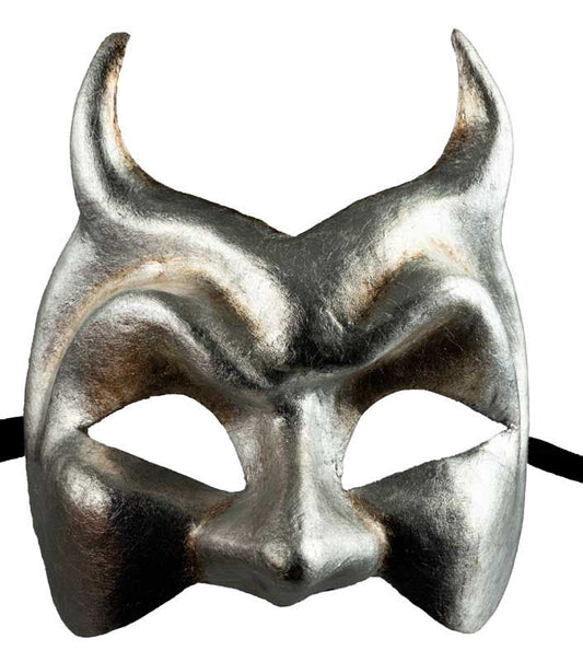Masque Diable de Venise Argenté en Papier Mâché – Artisanat Authentique de Venise