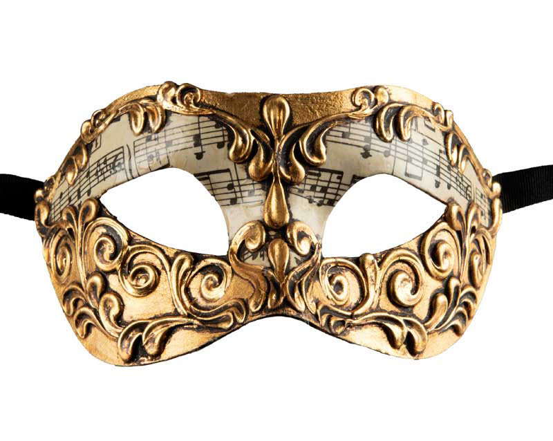 Masque Colombine Musica Blanc et Doré – Artisanat Authentique de Venise