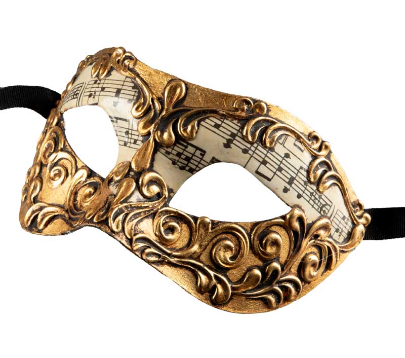 Masque Colombine Musica Blanc et Doré – Artisanat Authentique de Venise