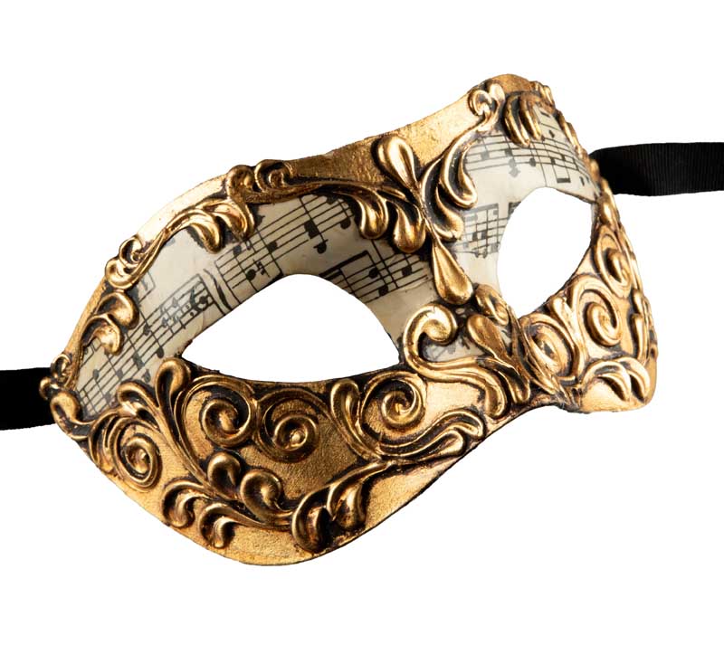 Masque Colombine Musica Blanc et Doré – Artisanat Authentique de Venise