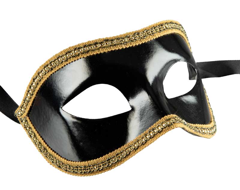 Masque Colombine de Venise Symphonie Noir et Doré – Artisanat Authentique de Venise