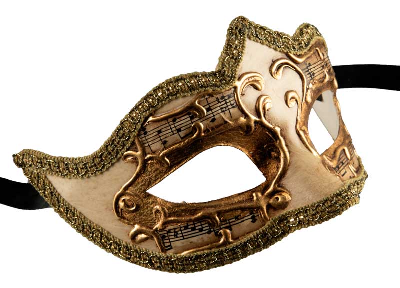 Masque Colombine Blanc Crème Doré à Pointe – Artisanat Authentique de Venise