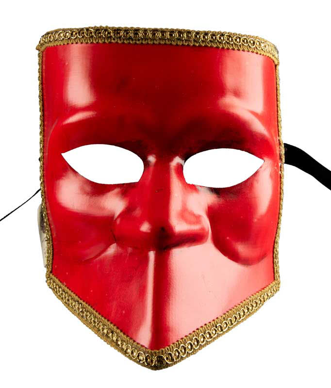 Masque Vénitien Bauta Rouge – Artisanat Authentique de Venise