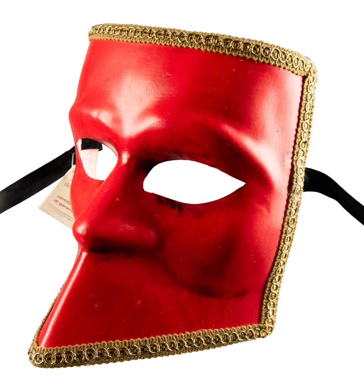 Masque Vénitien Bauta Rouge – Artisanat Authentique de Venise