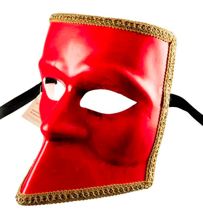 Masque Vénitien Bauta Rouge – Artisanat Authentique de Venise