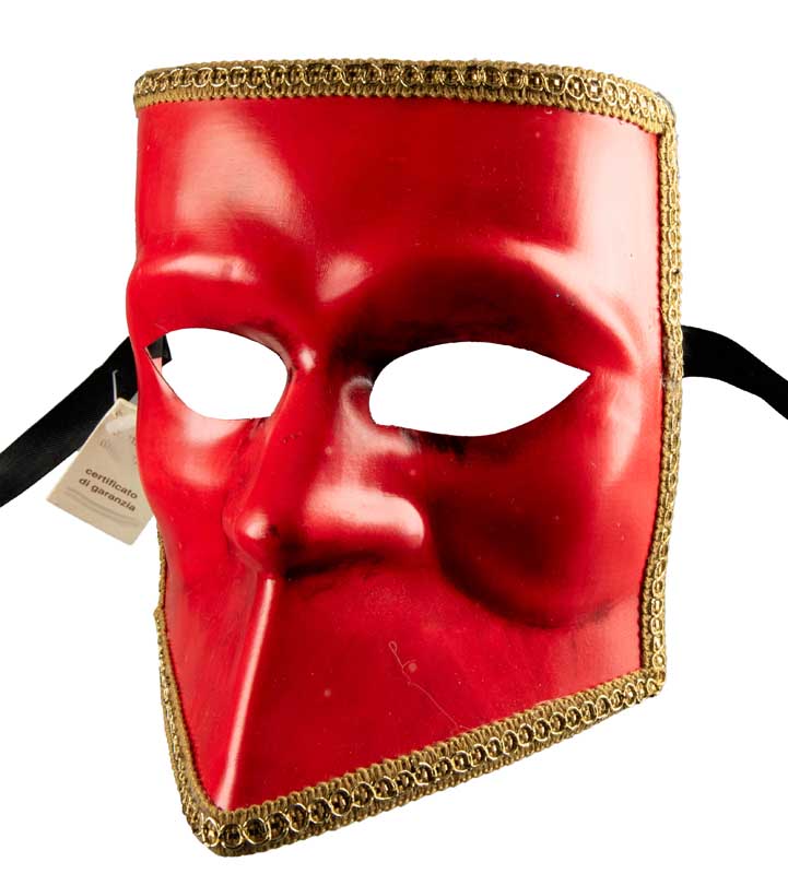 Masque Vénitien Bauta Rouge – Artisanat Authentique de Venise