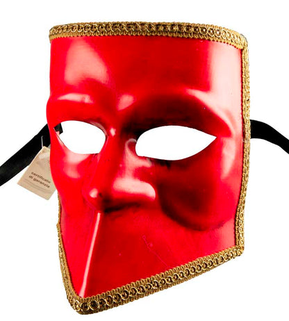 Masque Vénitien Bauta Rouge – Artisanat Authentique de Venise