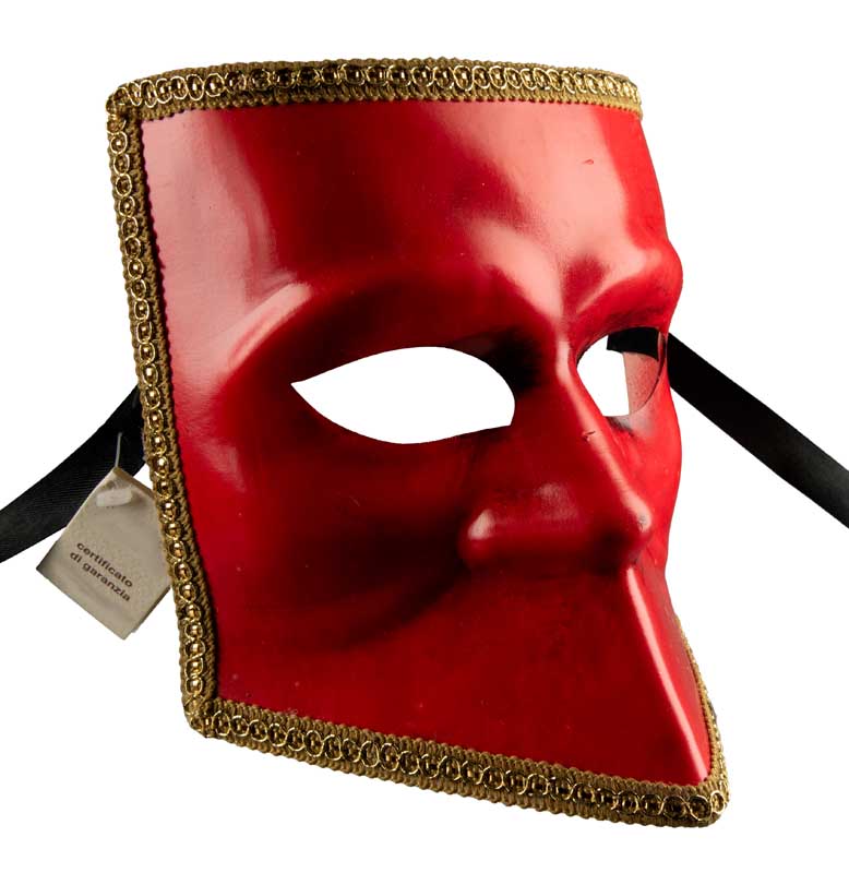 Masque Vénitien Bauta Rouge – Artisanat Authentique de Venise