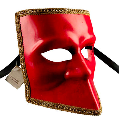 Masque Vénitien Bauta Rouge – Artisanat Authentique de Venise