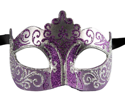 Masque Colombine Violet Argenté – Artisanat Authentique de Venise