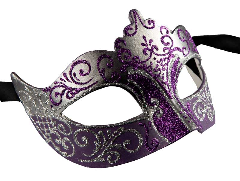Masque Colombine Violet Argenté – Artisanat Authentique de Venise