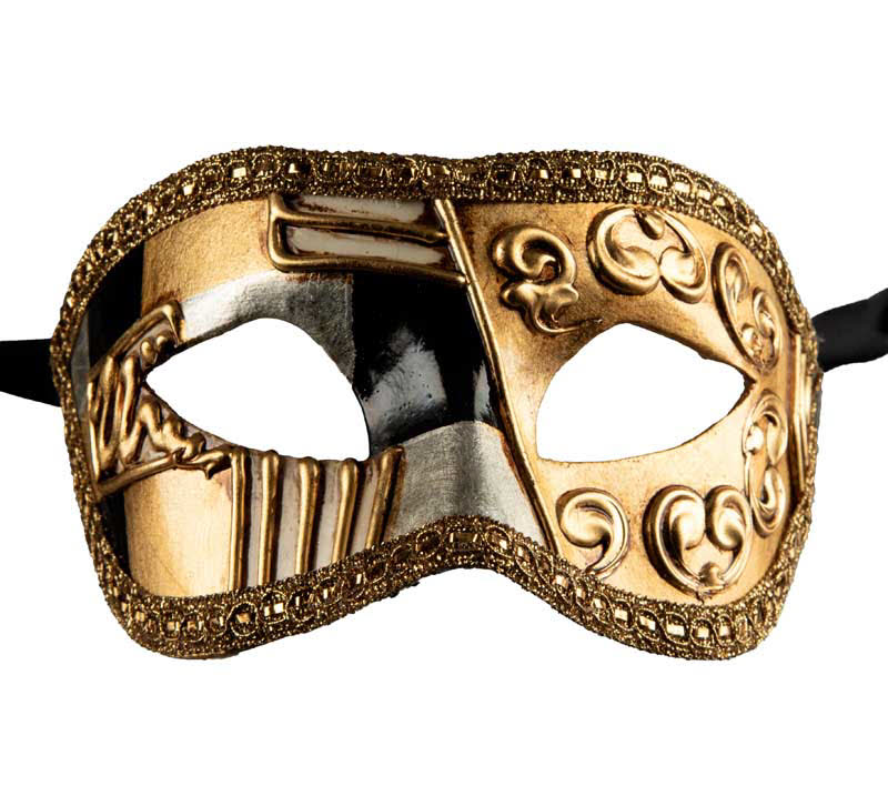 Masque Colombine Occhi Bleu et Doré – Artisanat Authentique de Venise (Copie)