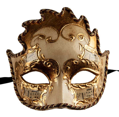 Masque Colombine Soleil Blanc Doré de Venise – Artisanat Authentique de Venise